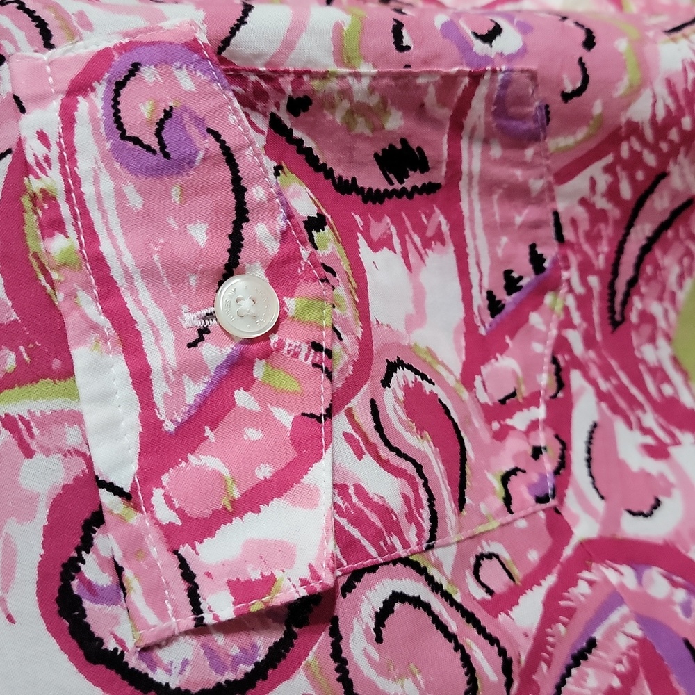 Jones New York Signature Pink Multicolored Button Down Blouse Women's Size XL - Picture 8 of 9